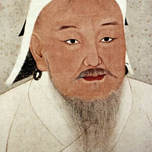 Mongol conqueror. Chinese silk album leaf, Yuan Dynasty