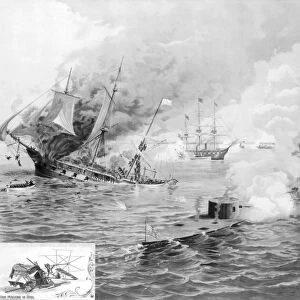MONITOR AND MERRIMACK. The engagement between the Monitor and the Merrimack, 9 March, 1862