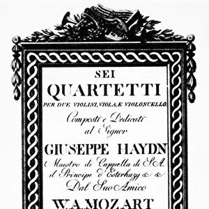 MOZART: STRING QUARTETS. Title page of Wolfgang Amadeus Mozarts Six String Quartets