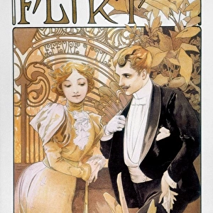 MUCHA: BISCUIT AD, c1895. Flirt : French lithograph advertisement, c1895, by Alphonse Mucha for Biscuits Lefevre-Utile