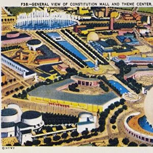 NEW YORK WORLDs FAIR. View of Constitution Mall and Theme Center of the 1939 Worlds Fair at New York. Contemporary American postcard