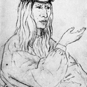 NEZ PERCE CHIEF, c1854. Timothy, a Nez Perce chief. Drawing, c1854, by Gustavus Sohon