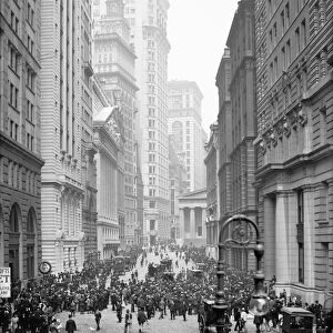 NYC: BROAD STREET, c1905. Crowd of men involved in curb exchange trading on Broad