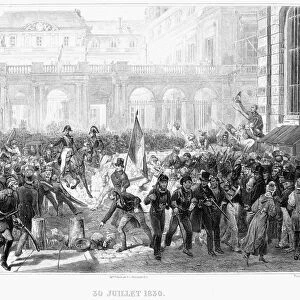 PARIS: REVOLUTION OF 1830. Following their successful overthrow of King Charles X, revolutionaries in Paris, France, dismantle a barricade to make way for the Duke of Orl
