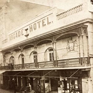 PHILADELPHIA, c1855. The Arcade Hotel on Chestnut Street in Philadelphia, Pennsylvania
