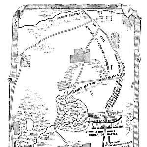 Plan of the battle fought near Camden, South Carolina, 16 August 1780, during the Revolutionary War. Wood engraving, 19th century