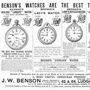 POCKET WATCHES, 1887. Advertisement for pocket watches, English, 1887