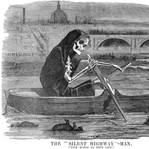 POLLUTION: THAMES RIVER. Cartoon on the polluted state of the Thames River. Illustration