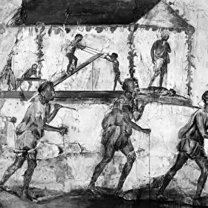 POMPEII: CARPENTERS. Group of carpenters in a procession, carrying a shrine with