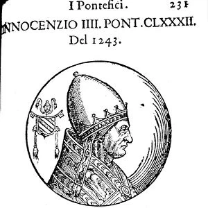POPE INNOCENT IV (d. 1254). Pope, 1243-1254. Woodcut, Italian, 1592