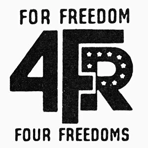 PRESIDENTIAL CAMPAIGN, 1944. Democratic campaign slogan for Franklin D. Roosevelt, 1944