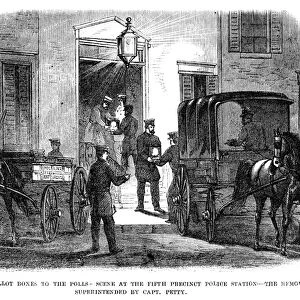 PRESIDENTIAL ELECTION, 1864. The removal of ballot boxes to the polls, at the fifth