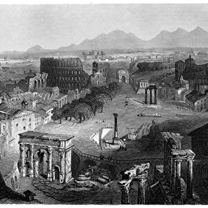 ROME: RUINS, c1850. View of the ruins of Rome, Italy. Steel engraving, American, c1850