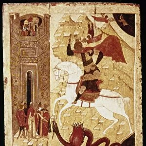 RUSSIA: ICON. Miracle of St. George and the Dragon. Roston-Suzdal School, Russia. Early 16th century