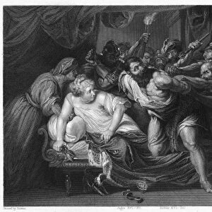 SAMSON AND DELILAH. Scene from Judges 16: 20 And she said, The Philistines be upon thee, Samson