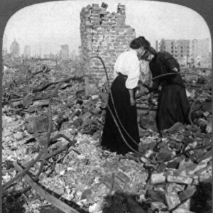 SAN FRANCISCO EARTHQUAKE. Two women searching through the rubble for valuables