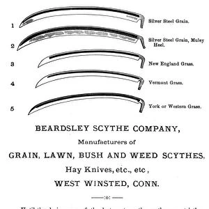 SCYTHE BLADES, 1876. American advertisement