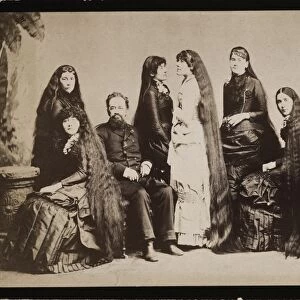 SEVEN SUTHERLAND SISTERS. The Seven Sutherland Sisters (with their father, Fletcher)