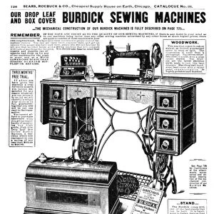 SEWING MACHINE AD. 1902. Advertisement for Burdick Sewing Machines from a 1902 Sears