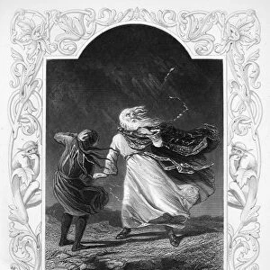 SHAKESPEARE: KING LEAR. Lear and the Fool in William Shakespeares King Lear. Steel engraving, English, 19th century