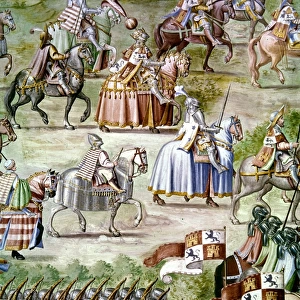 SPAIN: HIGUERUELA, 1431. King Juan II of Castile and Leon (center, full armor