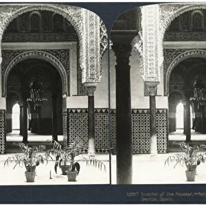 SPAIN: SEVILLE, c1908. Interior of the Alcazar - former palace of the Moorish Kings