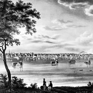 ST. LOUIS, MISSOURI, 1841. A view of St. Louis and the Mississippi River. Lithograph