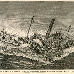 STEAMSHIP ACCIDENT, 1878. The wrecking of the Express off Hoopers Straits, Chesapeake Bay: wood engraving, 1878