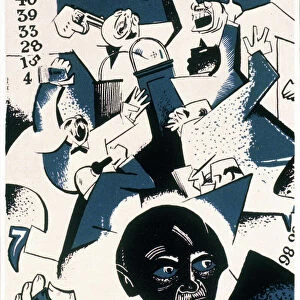 STOCK MARKET CRASH. Cartoon: New York Stock Exchange on Black Thursday, 1929. Print by William Gropper