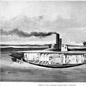 SUBMARINE: HOLLAND, 1898. Americas armored torpedo-boat, USS Holland. Drawing