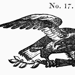 SYMBOLS: EAGLE. Wood engraving, 19th century