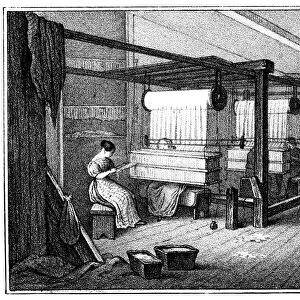 TEXTILE MANUFACTURE, 1840. Reeding and drawing-in