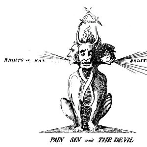 THOMAS PAINE (1737-1809). Anglo-American political philosopher and writer. English cartoon