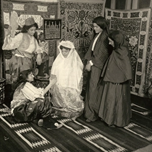 TURKEY: BRIDE, 1914. A Turkish bride in her wedding dress surrounded by four attendants