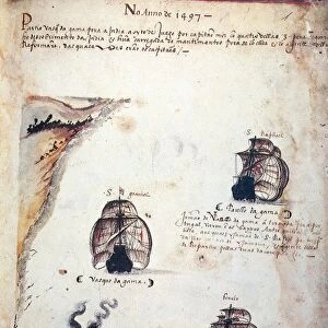 VASCO da GAMA: FLEET. The four ships which departed in 1497 from Lisbon, Portugal