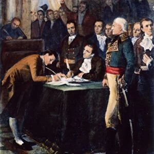 VENEZUELA: INDEPENDENCE. The signing of the Act of Independence in Venezuela, 5