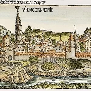 VIENNA, 1493. View of the city of Vienna along the Danube: woodcut from the Nuremberg Chronicle