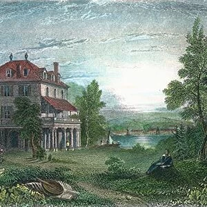 VILLA DIODATI near Geneva, Switzerland, residence of Lord Byron and the Shelley entourage in 1816: steel engraving, 1833