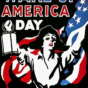 WAKE UP AMERICA DAY, 1917. Poster commemorating Wake Up America Day, 19 April 1917, by James Montgomery Flagg