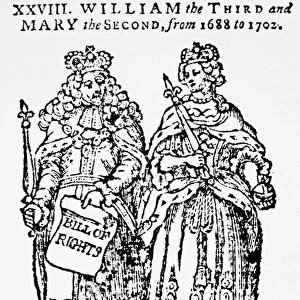 WILLIAM III & QUEEN MARY. King William III of England, holding the Bill of Rights in his hand