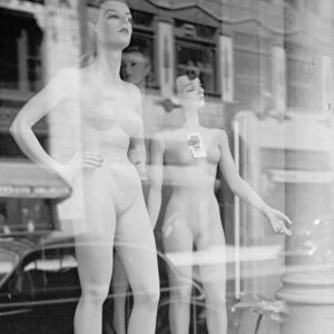 WINDOW DISPLAY, 1941. Mannequins in a department store window in Chicago, Illinois