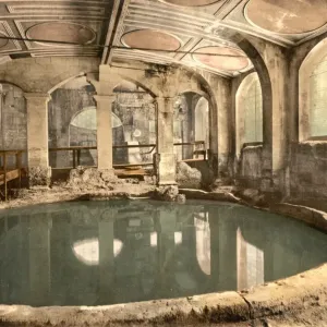 Print of Roman Baths Interior in England, c1890 Print of Roman Baths Interior in England, c1890