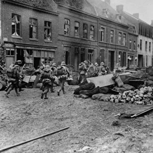 WORLD WAR I: FRANCE, 1918. German troops in the town of Bailleul, France, near the Belgian border