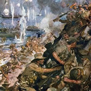 WORLD WAR I: GALLIPOLI, 1915. Australian troops landing on Anzac Beach, Gallipoli