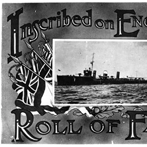 WORLD WAR I: HMS LAFOREY. English postcard, c1915, celebrating the victories of