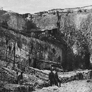 WORLD WAR I: QUARRY. German fortifications inside a quarry in the Champagne region