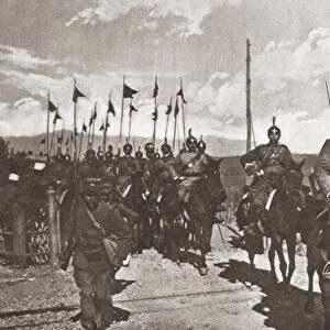WWI: ITALIAN CAVALRY. Squadron of Italian lancers starting in pursuit of the retreating