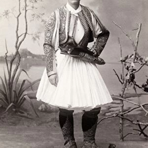 YUGOSLAVIA: COSTUME. Man wearing a traditional Balkan kilt, c1900