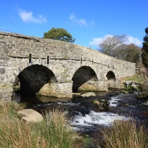 Postbridge Devon Print: East Dart River Bridge Postbridge Devon Print: East Dart River Bridge