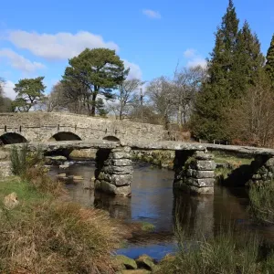 Postbridge Devon Print: Two Bridges over the East Dart River Postbridge Devon Print: Two Bridges over the East Dart River